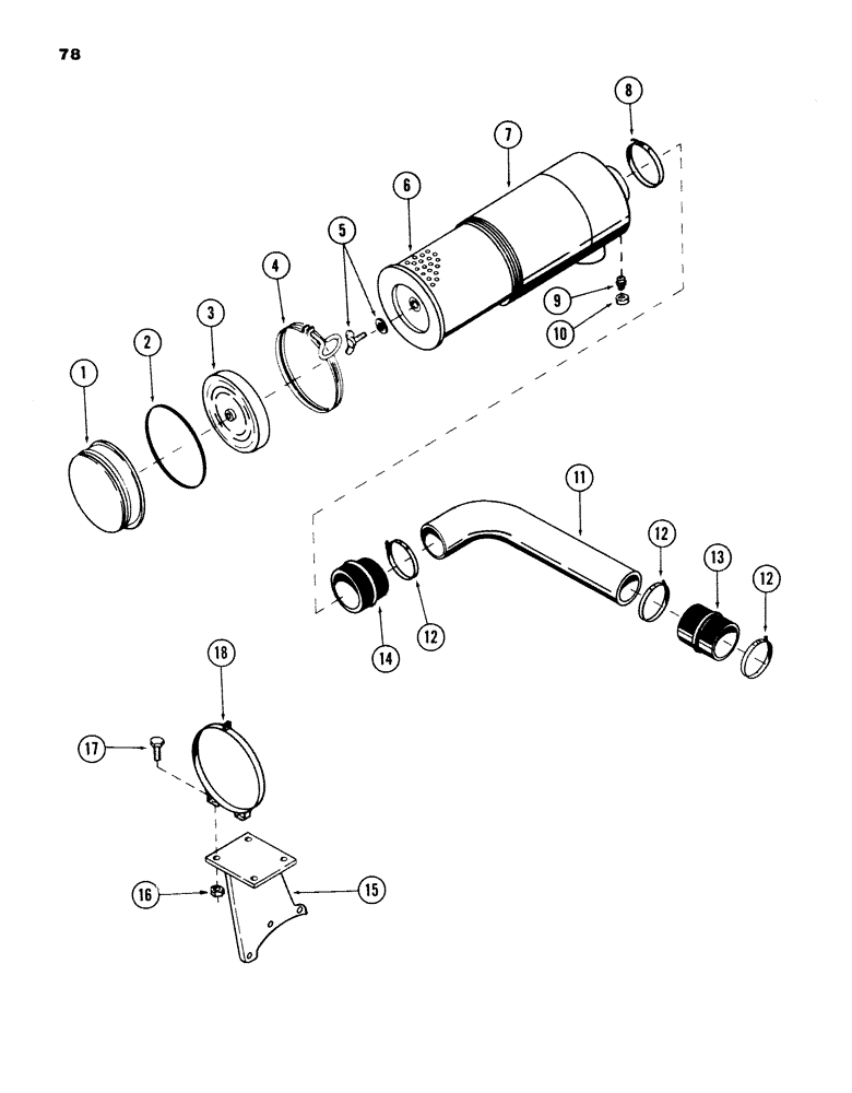 Схема запчастей Case 980B - (078) - AIR CLEANER AND ATTACHING PARTS, (USED ON UNITS PRIOR TO PIN 6204051) (01) - ENGINE