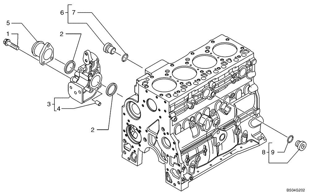 Схема запчастей Case 521D - (02-43) - COOLING SYSTEM - ENGINE (02) - ENGINE