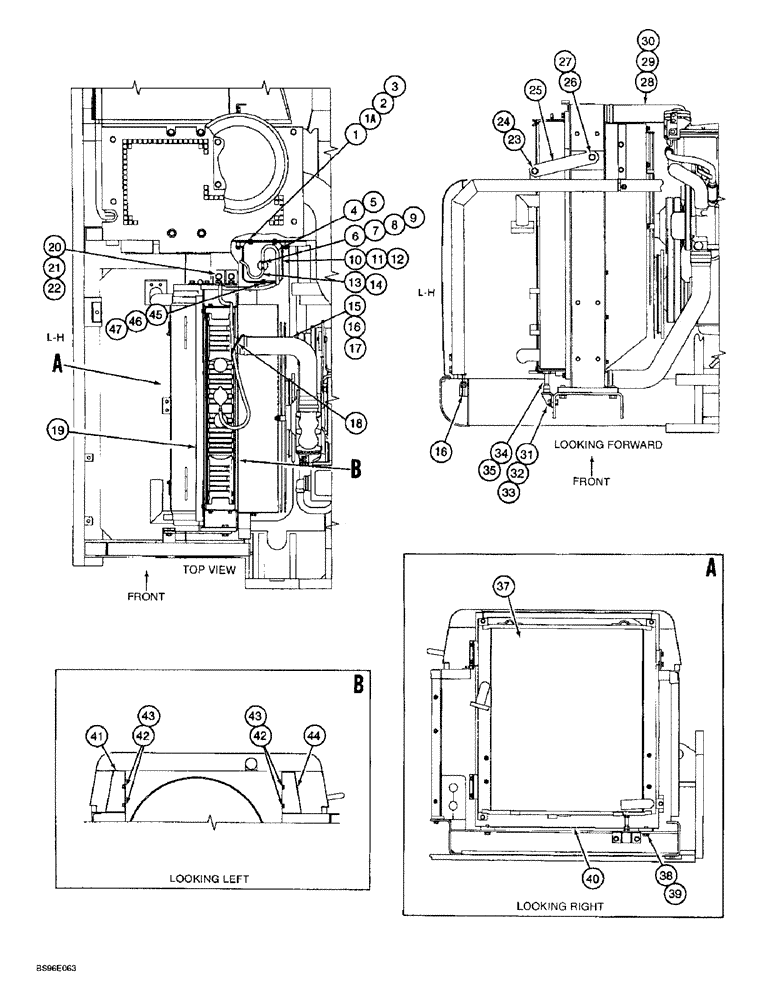 Схема запчастей Case 9060B - (2-04) - RADIATOR MOUNTING AND COOLANT OVERFLOW RESERVOIR, USED ON 6D22-TC ENGINE (02) - ENGINE