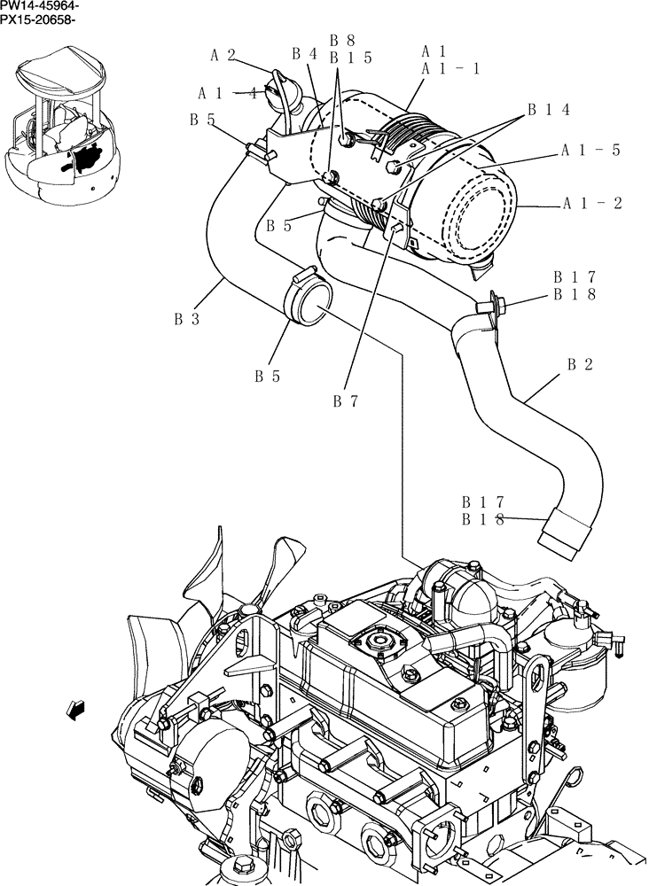 Схема запчастей Case CX31B - (042-17[1]) - CLEANER ASSEMBLY, AIR (CANOPY) (00) - GENERAL & PICTORIAL INDEX