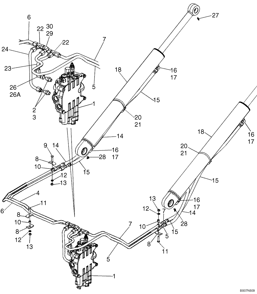 Схема запчастей Case 590SM - (08-04) - HYDRAULICS - CYLINDER, LOADER LIFT (590SM) (08) - HYDRAULICS