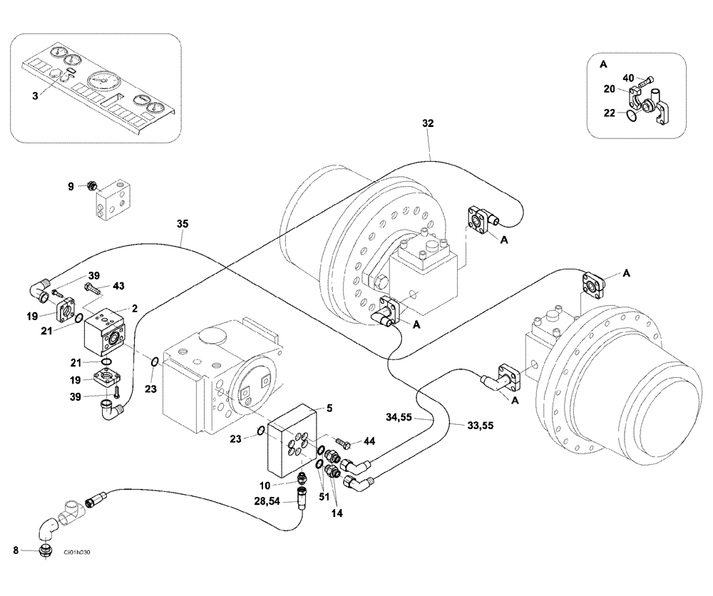 Схема запчастей Case SV223 - (09-001-01[01]) - HYDRAULIC CIRCUIT,BRAKING (5.1) - BRAKES