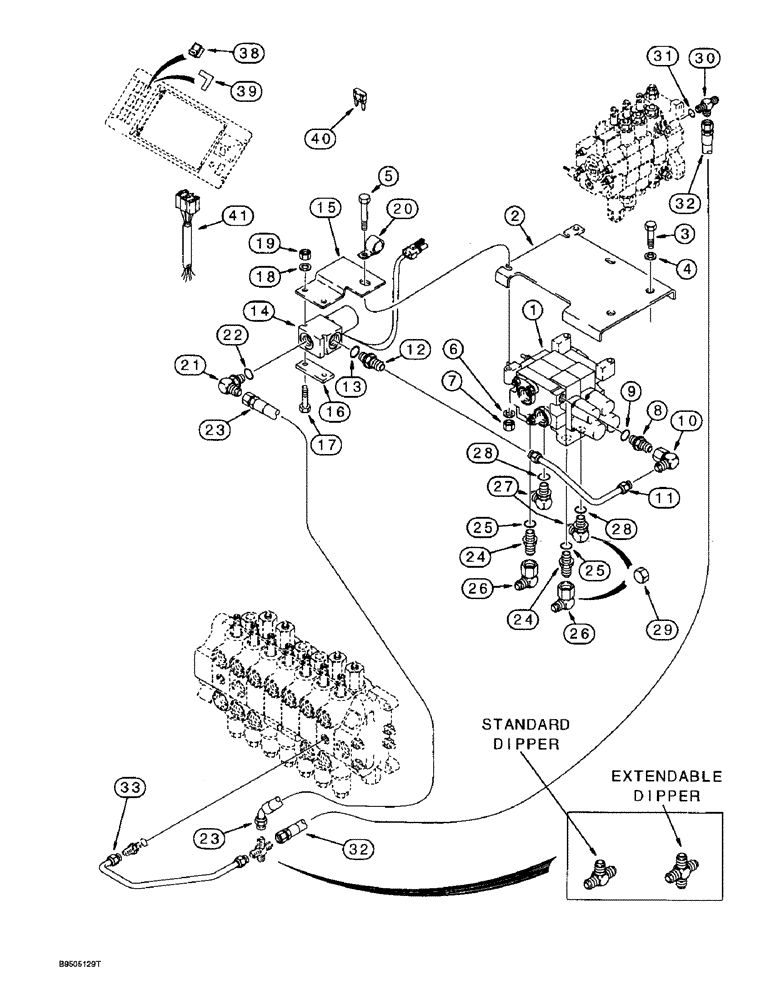 Схема запчастей Case 580SL - (8-044) - BASIC AUXILIARY HYDRAULICS, MODELS WITH OR WITHOUT EXTENDABLE DIPPER (COMMON PARTS) (08) - HYDRAULICS