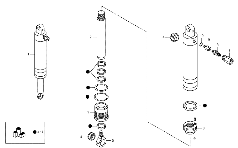 Схема запчастей Case 330 - (38D00000012[01]) - CYLINDER FRONT SUSPENSION (09) - Implement / Hydraulics / Frame / Brakes