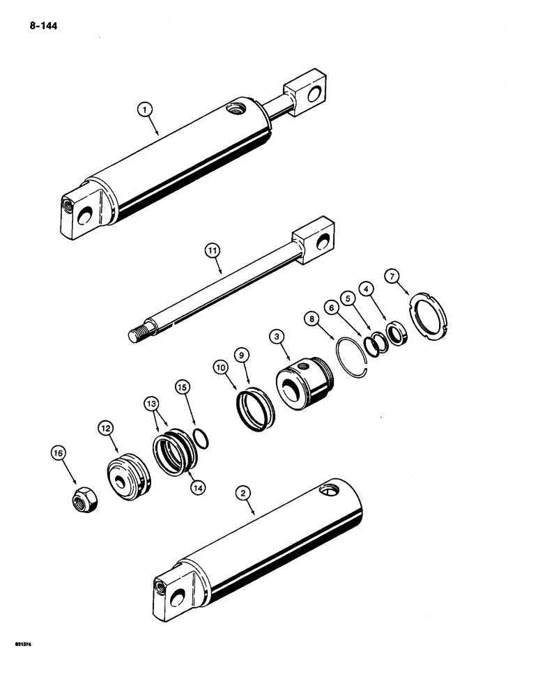 Схема запчастей Case CASE - (8-144) - PLOW OR TRENCHER BOOM LIFT CYLINDER (08) - HYDRAULICS