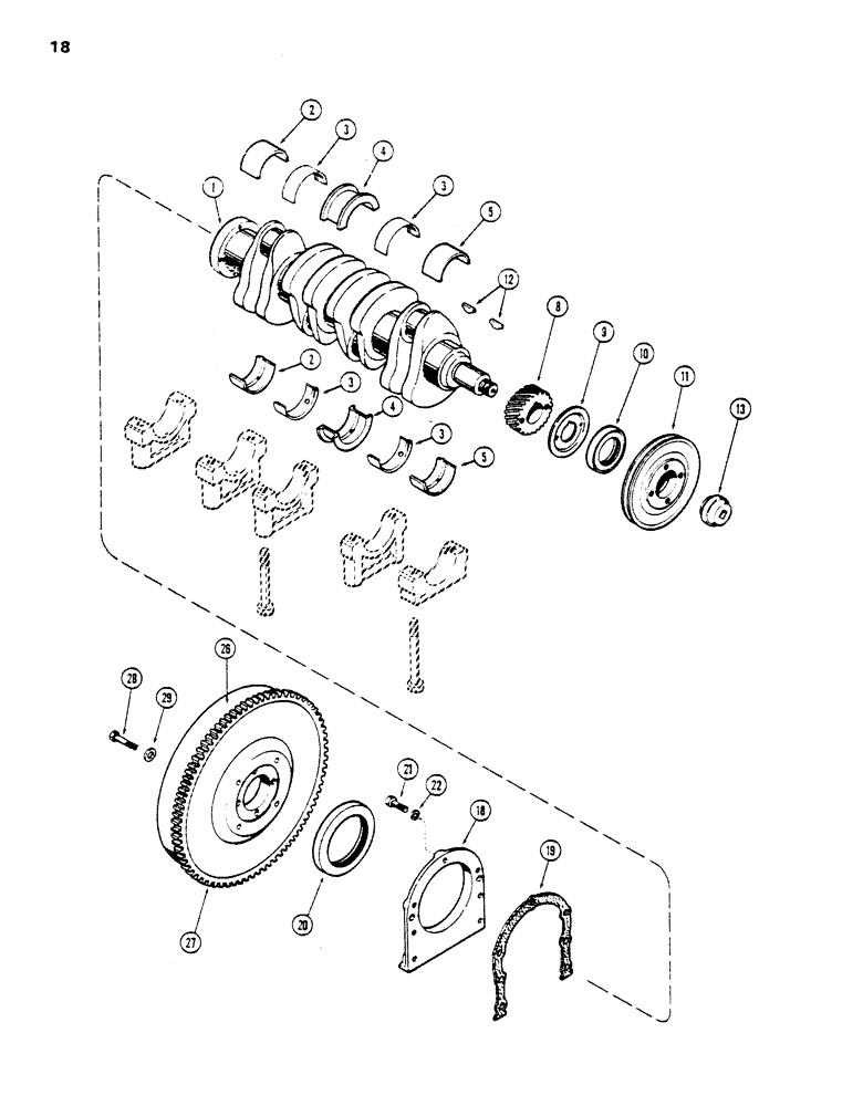 Схема запчастей Case DH5 - (18) - CRANKSHAFT (10) - ENGINE