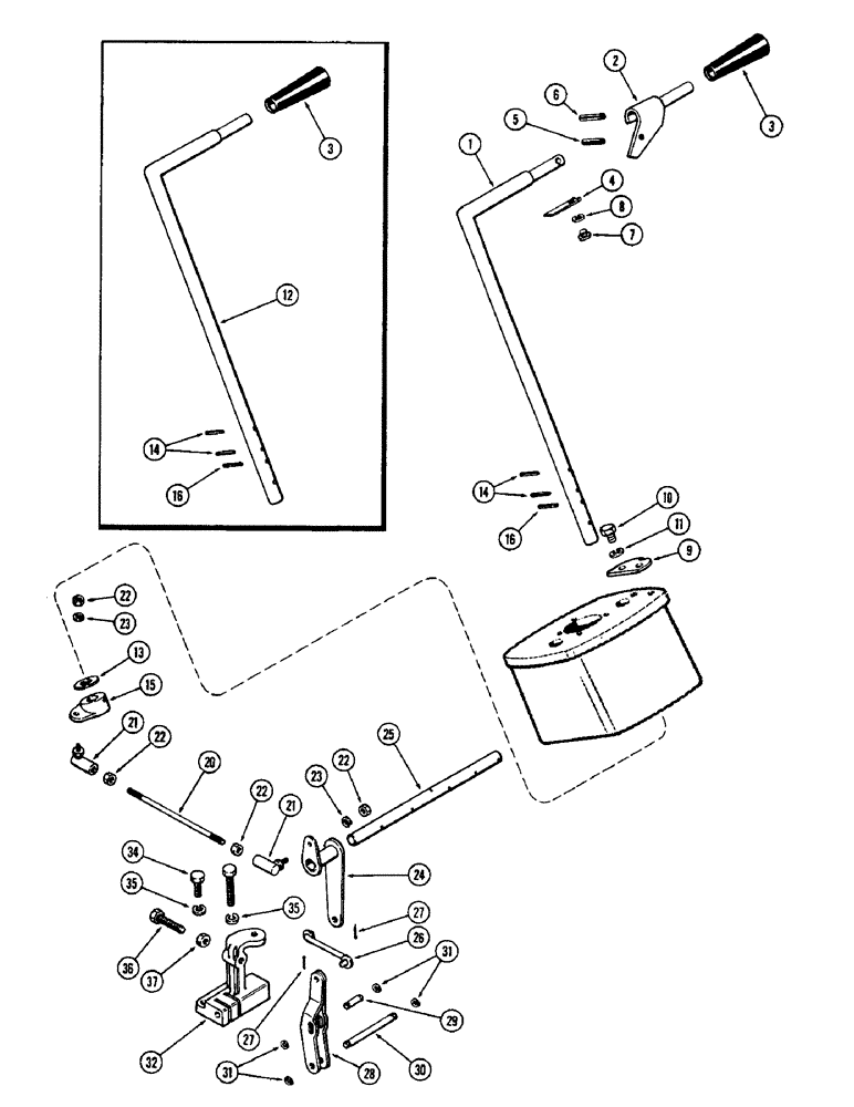 Схема запчастей Case 580 - (102) - POWER SHUTTLE LINKAGE, POWER SHUTTLE (21) - TRANSMISSION