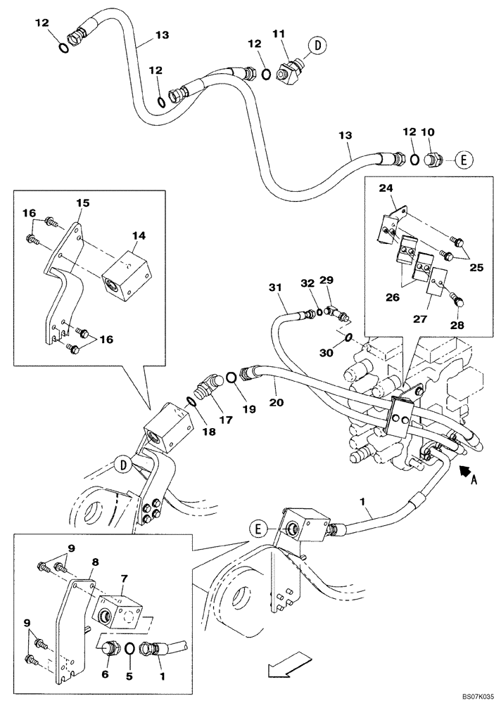 Схема запчастей Case CX130B - (08-40) - HYDRAULICS, AUXILIARY - DOUBLE ACTING CIRCUIT, HAND OPERATED (08) - HYDRAULICS