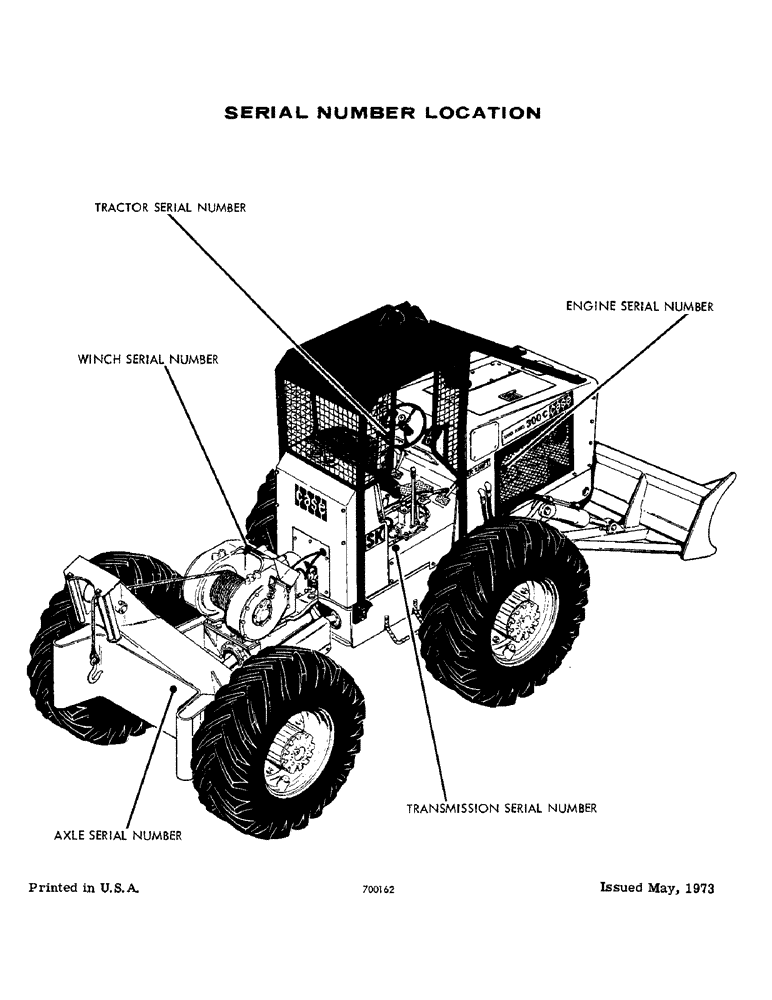 Схема запчастей Case 400C - (003) - SERIAL NUMBER LOCATION (00) - PICTORIAL INDEX