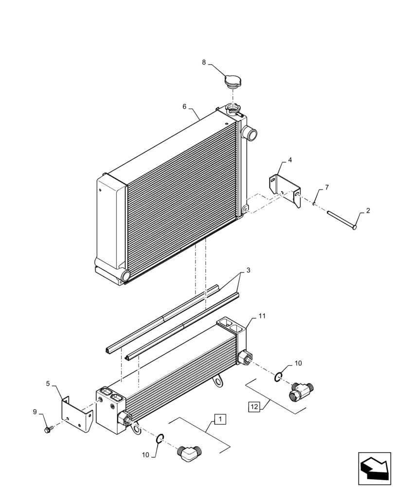 Схема запчастей Case SR200 - (10.400.BE[02]) - RADIATOR & COOLER, ASSY (SR175, SV185, SR200, TR270) (10) - ENGINE