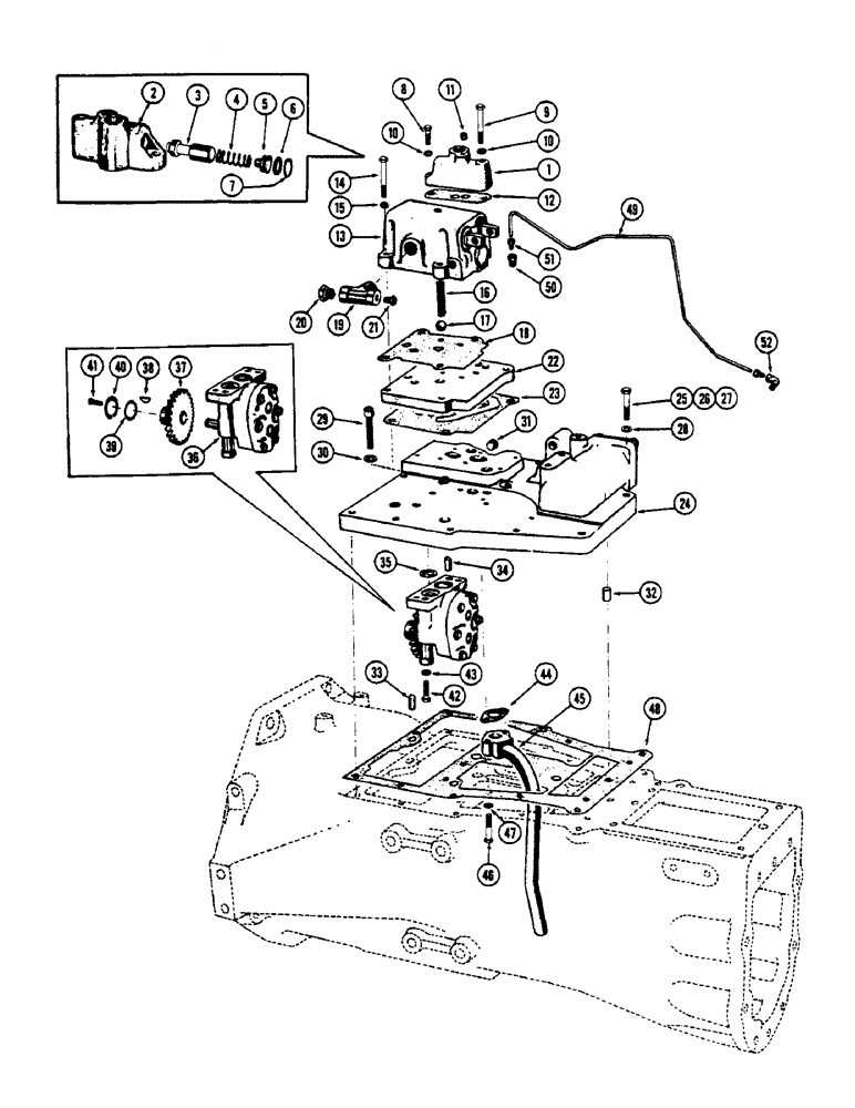 Схема запчастей Case 530CK - (078) - ADAPTER HOUSING - CONTROL VALVE AND PUMP TORQUE CONVERTER DRIVE (17) - TORQUE CONVERTER