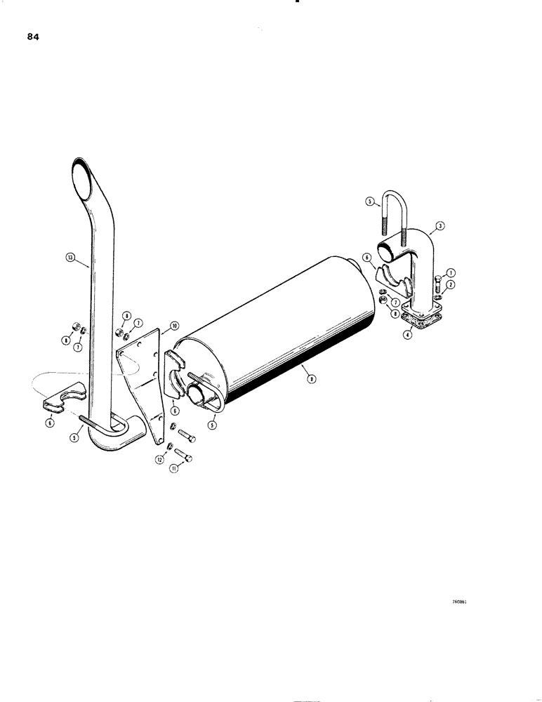 Схема запчастей Case W20 - (084) - EXHAUST SYSTEM (02) - ENGINE