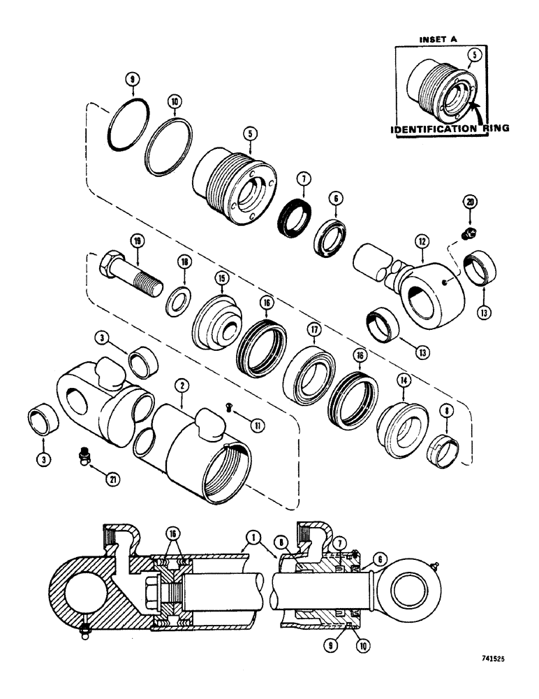 Схема запчастей Case 800 - (210) - G33710 DECKING BLADE CYLINDER, GLAND HAS IDENTIFICATION RING (07) - HYDRAULIC SYSTEM