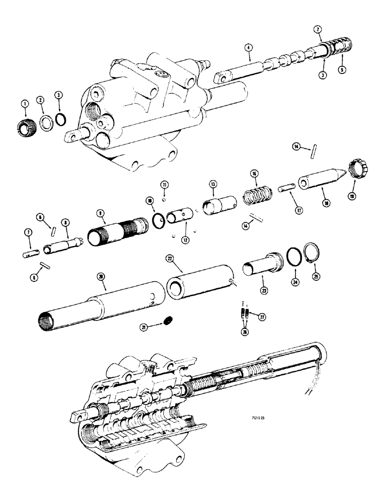 Схема запчастей Case 680CK - (358) - LOADER CONTROL VALVE, TILT SPOOLS (35) - HYDRAULIC SYSTEMS