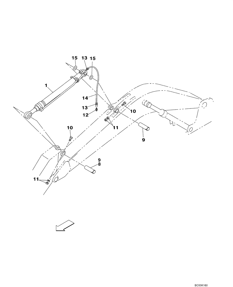 Схема запчастей Case CX135SR - (09-50) - ARM CYLINDER - MOUNTING (09) - CHASSIS/ATTACHMENTS