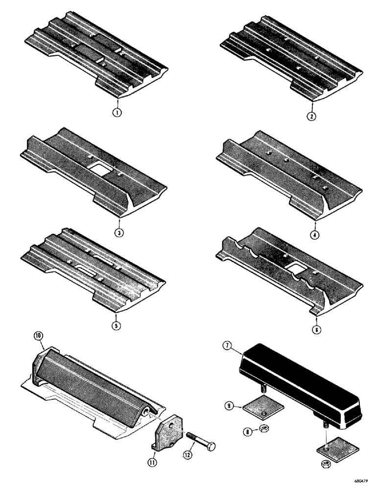 Схема запчастей Case 1000D - (184) - TRACK SHOES, NON OVERLAPPING STYLE "EYEBROW CUT" SEMI-GROUSER, MINING SPECIAL (04) - UNDERCARRIAGE