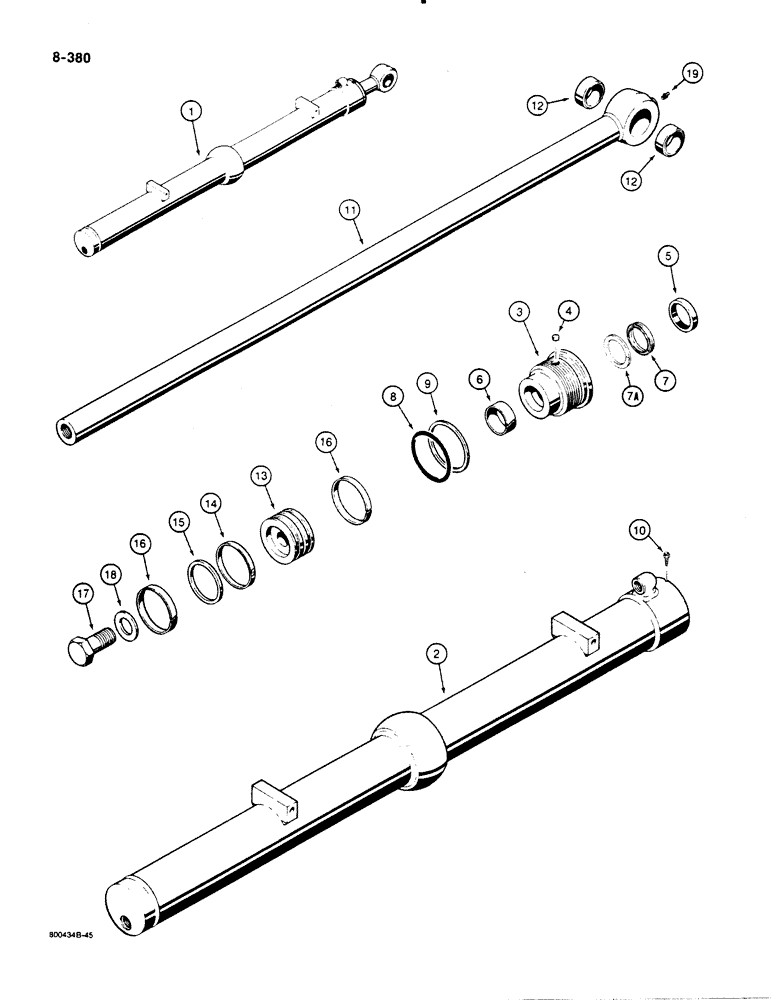 Схема запчастей Case 1455B - (8-380) - DOZER ANGLE CYLINDERS, HYDRAULIC ANGLE TILT PITCH DOZER MODELS (08) - HYDRAULICS