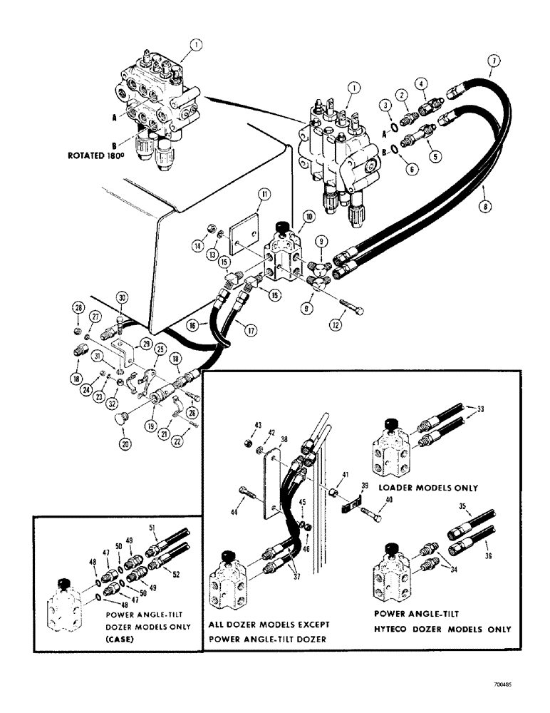 Схема запчастей Case 310G - (210) - PULL BEHIND HYDRAULICS, (MODELS WITH DIVERSION VALVE) (07) - HYDRAULIC SYSTEM