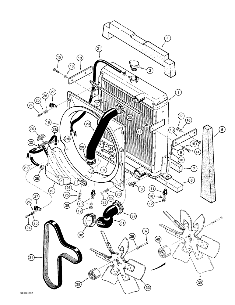 Схема запчастей Case 480F - (2-02) - RADIATOR, FAN, AND MOUNTING PARTS (02) - ENGINE