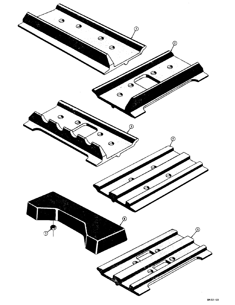 Схема запчастей Case 500 - (166) - TRACK SHOES (STANDARD AND OPTIONAL) (04) - UNDERCARRIAGE