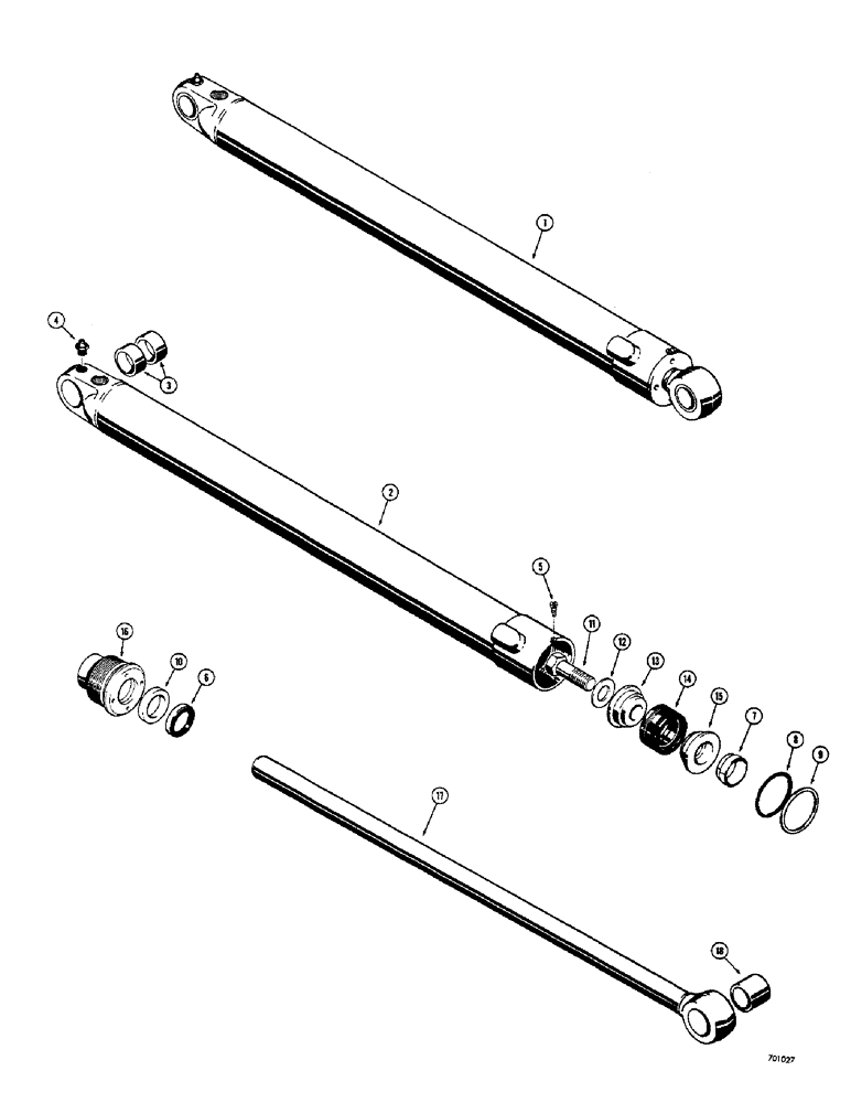 Схема запчастей Case 33 - (260) - LOADER LIFT CYLINDERS, CYLINDER WITH U-TYPE PRESS-IN OUTER ROD WIPER 