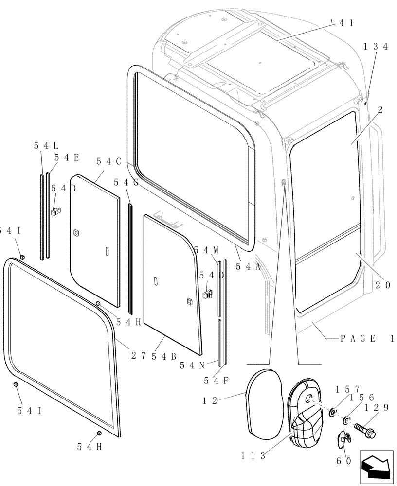 Схема запчастей Case CX31B - (5.0604[16]) - CAB (HEATER&COOLER, CAB) - 747939020 (90) - PLATFORM, CAB, BODYWORK AND DECALS