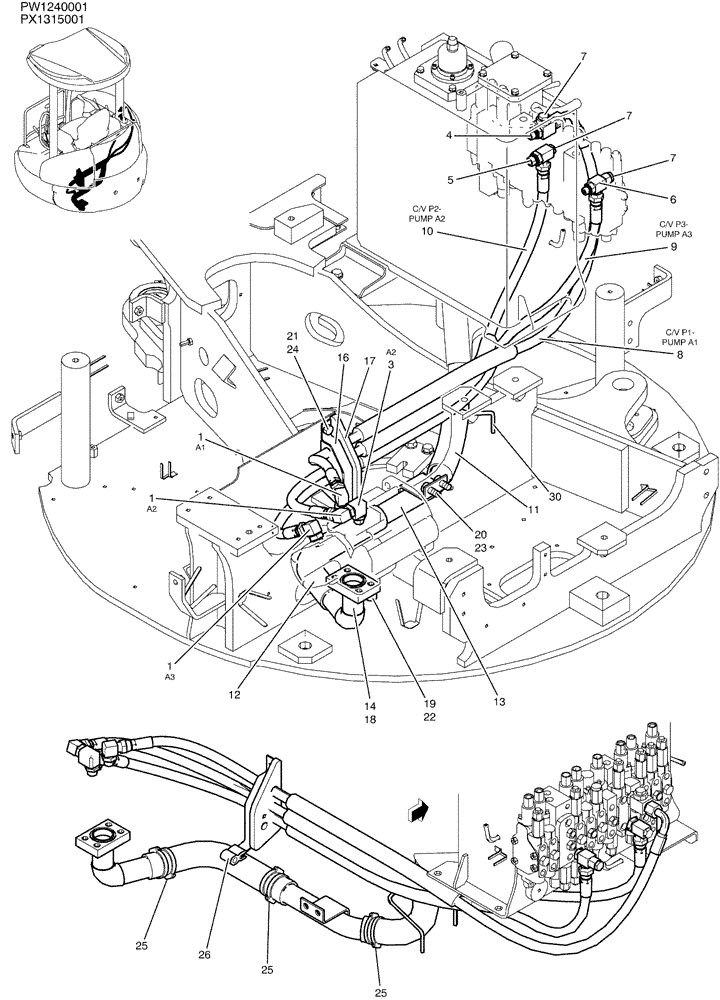 Схема запчастей Case CX36B - (01-020) - HYD LINES, PUMP (35) - HYDRAULIC SYSTEMS