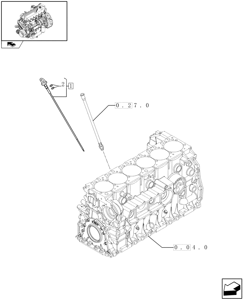 Схема запчастей Case F2CE9684H E003 - (0.27.1) - OIL DIPSTICK (504229221) 