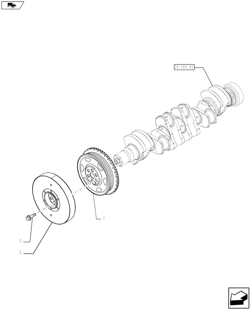 Схема запчастей Case F4HFE613S A002 - (10.103.04) - PULLEY - CRANKSHAFT (2854088) (10) - ENGINE