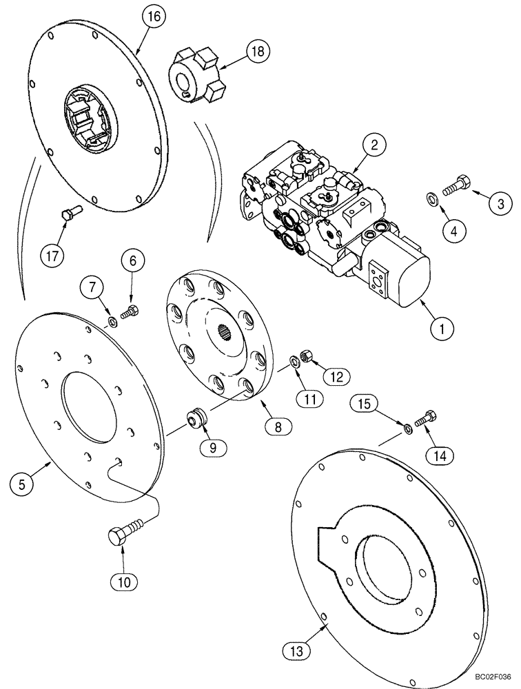 Схема запчастей Case 90XT - (06-06) - PUMP, TANDEM - MOUNTING (06) - POWER TRAIN