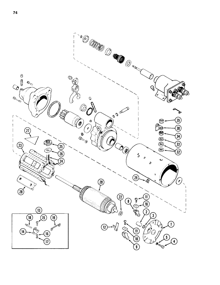 Схема запчастей Case 680H - (074) - R46156 AND L106562 STARTER (04) - ELECTRICAL SYSTEMS