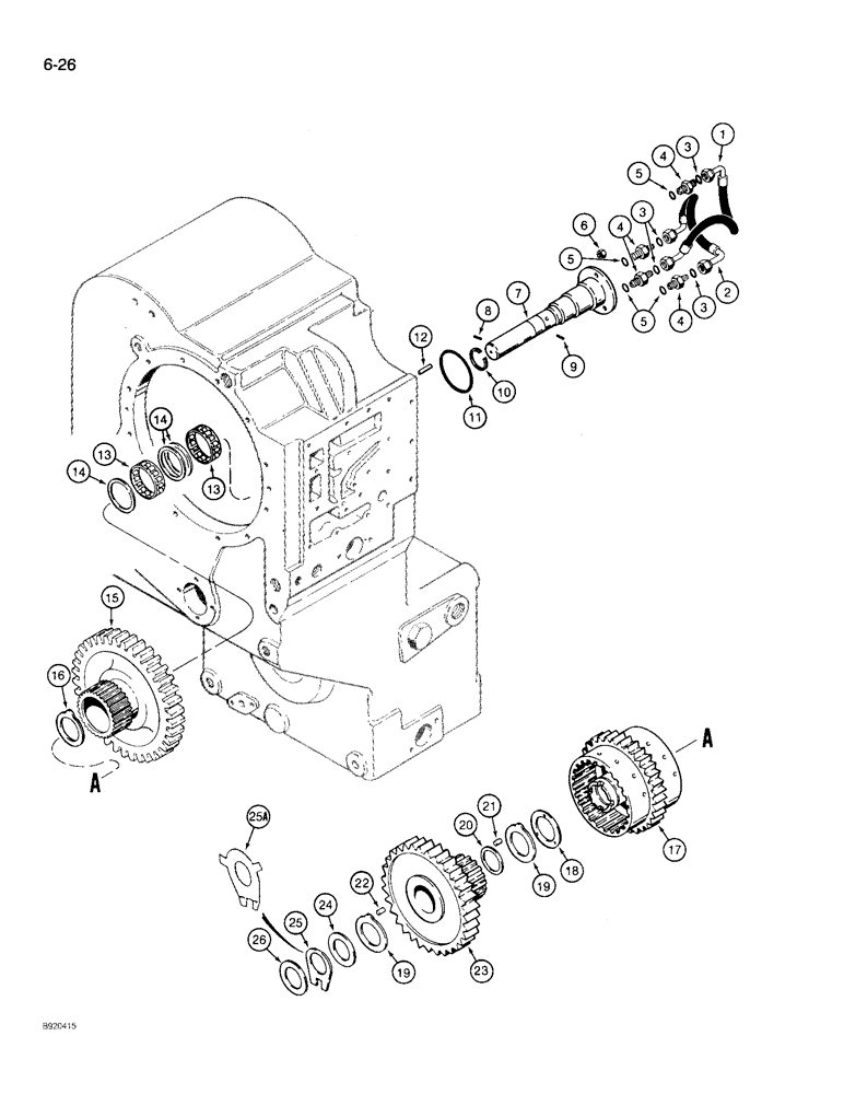 Схема запчастей Case 721 - (6-26) - TRANSMISSION ASSEMBLY, REVERSE AND SECOND CLUTCHES, PRIOR TO P.I.N. JAK0022758 (06) - POWER TRAIN