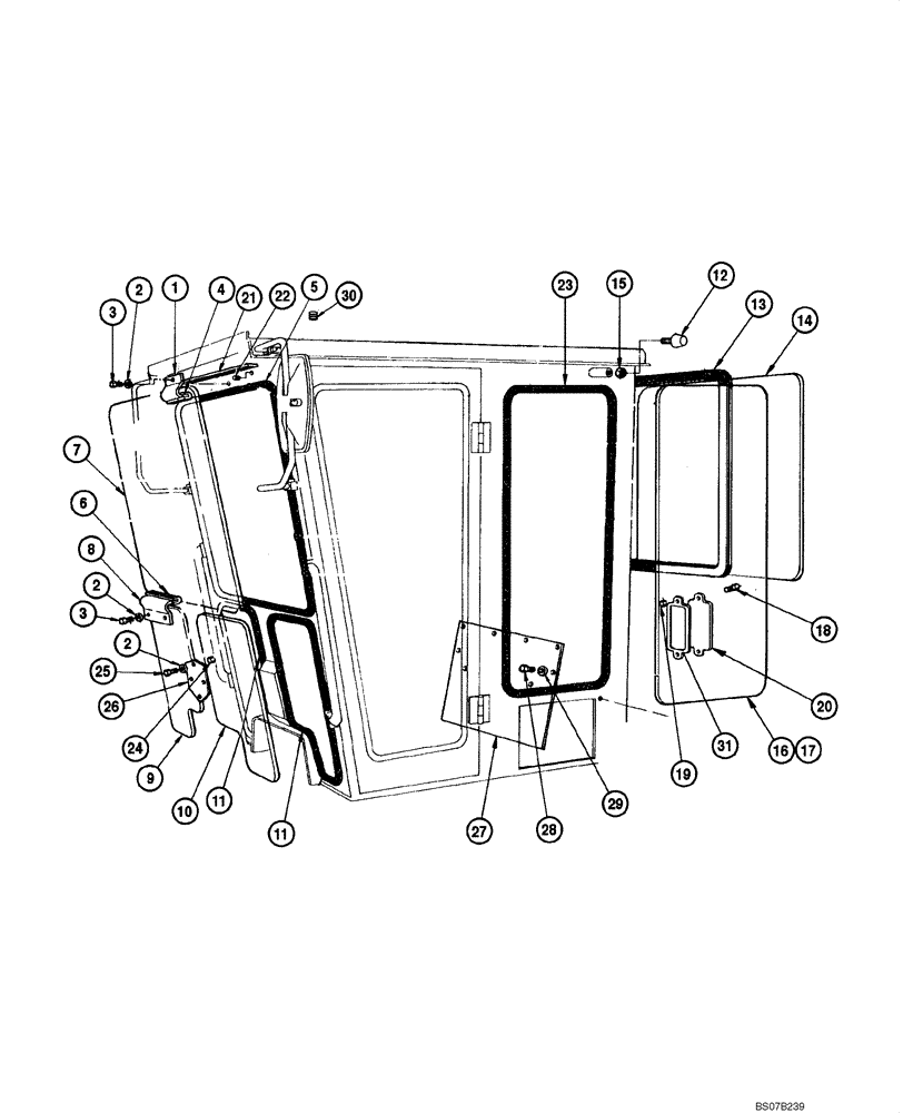 Схема запчастей Case 865 VHP - (09.27[00]) - CAB - WINDOWS ASSEMBLY (CLOSED CAB) (09) - CHASSIS