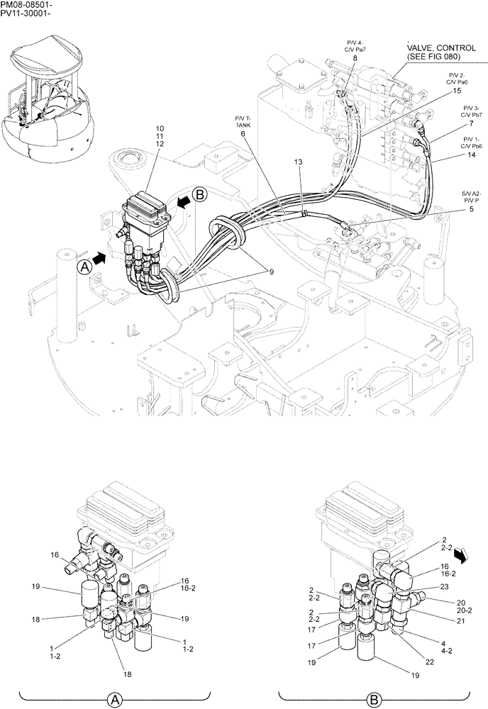 Схема запчастей Case CX27B - (05-002) - CONTROL LINES, PROPEL (NIBBLER & BREAKER + TRAVEL ALARM) (35) - HYDRAULIC SYSTEMS