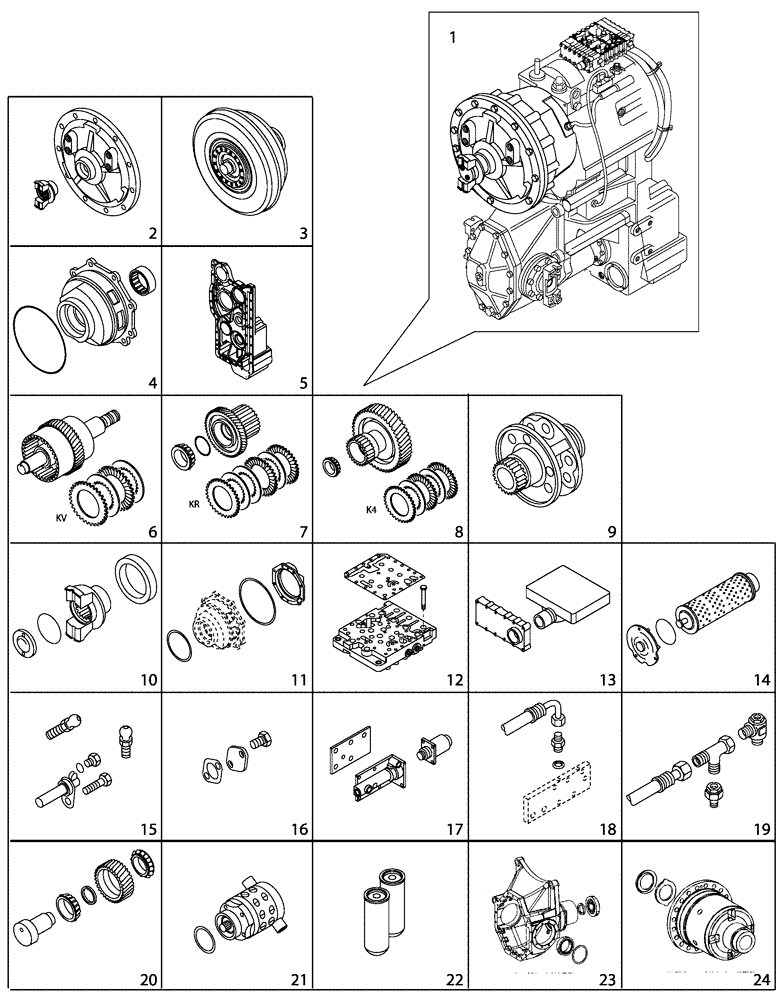 Схема запчастей Case 330B - (18A00000061[001]) - SECTION INDEX, TRANSMISSION ASSY 6WG-260 ZF W/O RETARDER (89500415371) (BEFORE P.I.N. HHD0330BN7PG57000 (03) - Converter / Transmission