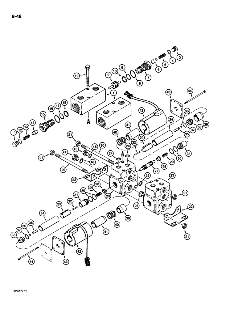 Схема запчастей Case 1085C - (8-048) - TWO SPOOL OUTRIGGER CONTROL VALVE (08) - HYDRAULICS