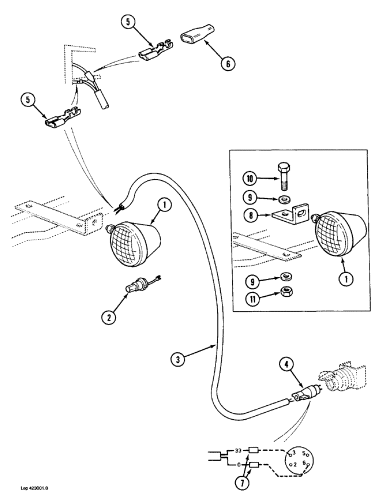 Схема запчастей Case 1088 - (4-50) - BOOM CYLINDER LAMP (04) - ELECTRICAL SYSTEMS