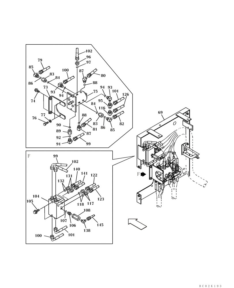 Схема запчастей Case CX460 - (08-29) - PILOT CONTROL LINES, PARTITION - MODELS WITH CONTROL SELECTOR VALVE (08) - HYDRAULICS