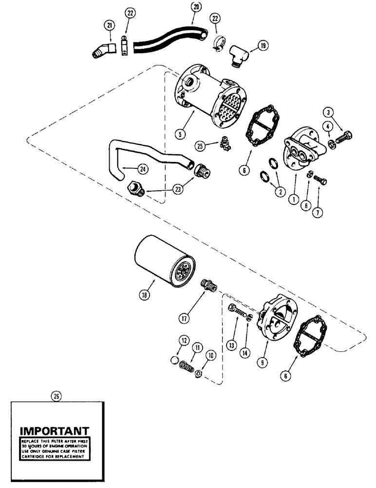 Схема запчастей Case 880 - (036) - OIL FILTER AND HEAT EXCHANGER, 336BDT DIESEL ENGINE, USED PRIOR TO ENGINE S.N. 10093006 (01) - ENGINE