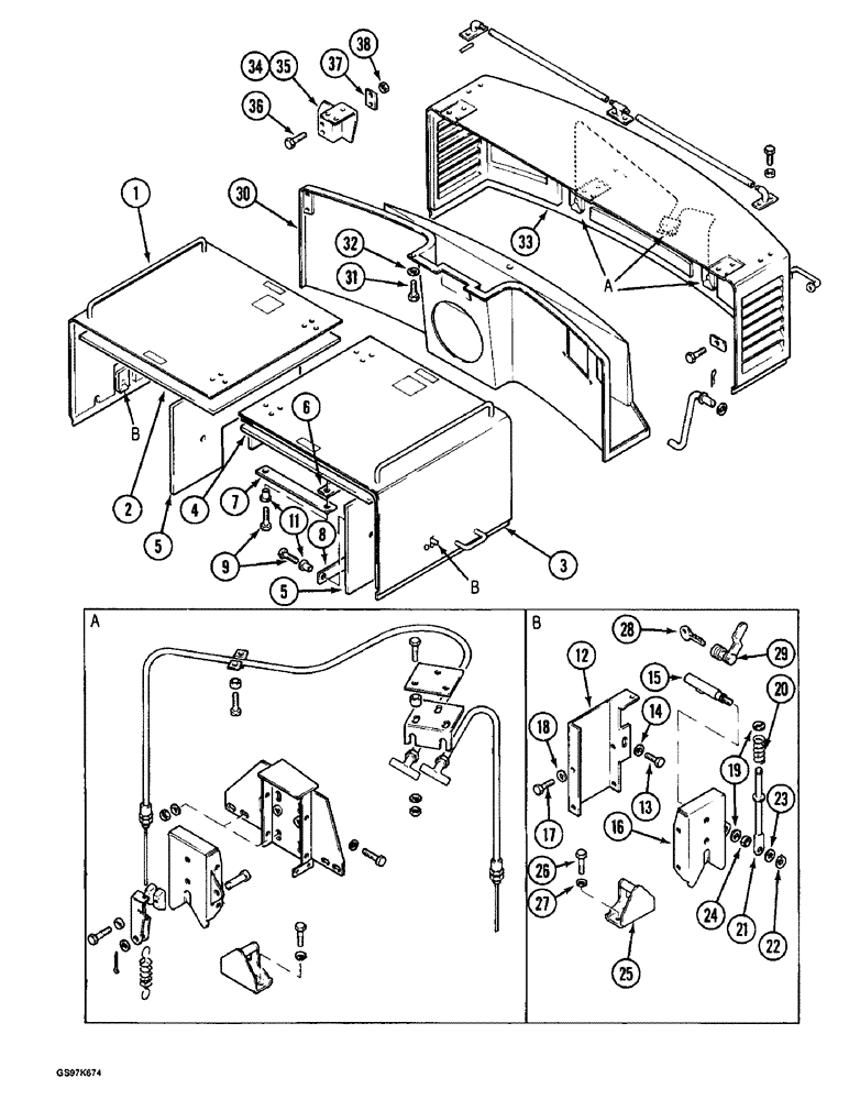 Схема запчастей Case 220B - (9-026) - REAR ACCESS COVERS AND SHROUD, P.I.N. 74441 THROUGH 74597, P.I.N. 03201 AND AFTER (09) - CHASSIS