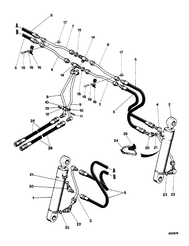 Схема запчастей Case 580G - (216) - LOADER - 4-IN-1 CYLINDER HYDRAULIC CIRCUIT (SEE FIGURE 214) (08) - HYDRAULICS