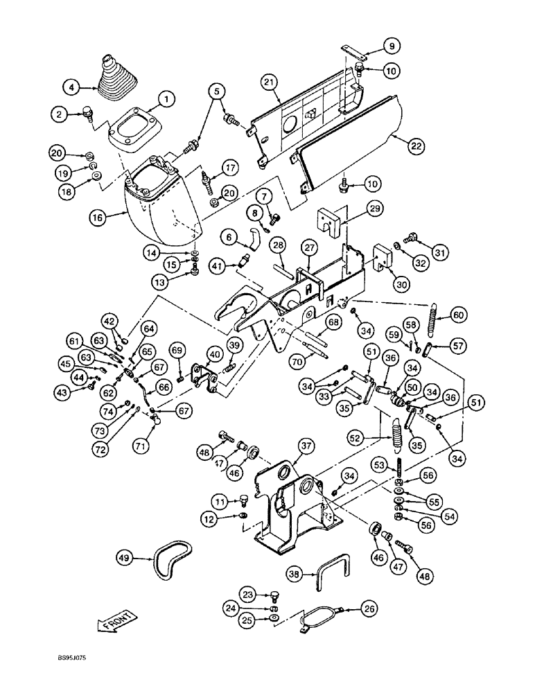 Схема запчастей Case 9020B - (9-028) - RIGHT-HAND CONTROL CONSOLE LINKAGE (09) - CHASSIS