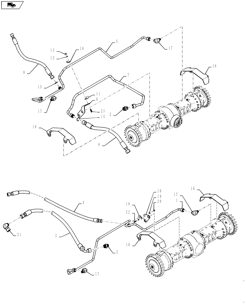 Схема запчастей Case 1121F - (25.100.03[01]) - AXLE COOLER LINE INSTALLATION (25) - FRONT AXLE SYSTEM