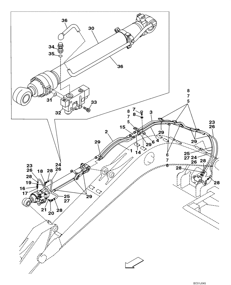 Схема запчастей Case CX290 - (08-15) - HYDRAULICS - CYLINDER, ARM (08) - HYDRAULICS