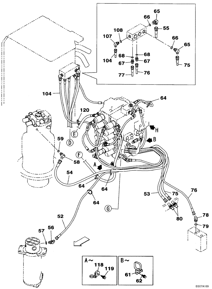 Схема запчастей Case CX160B - (08-24A) - HYDRAULICS - PILOT PRESSURE, RETURN LINES (08) - HYDRAULICS