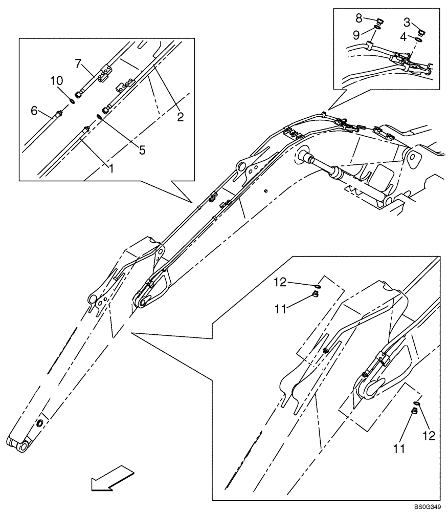 Схема запчастей Case CX160B - (08-14) - HYDRAULIC LINES - BOOM - OPTIONAL (08) - HYDRAULICS