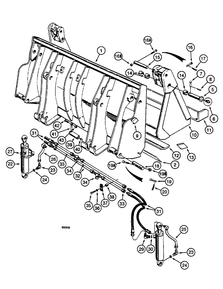 Схема запчастей Case W14 - (552) - CLAM BUCKET (09) - CHASSIS/ATTACHMENTS