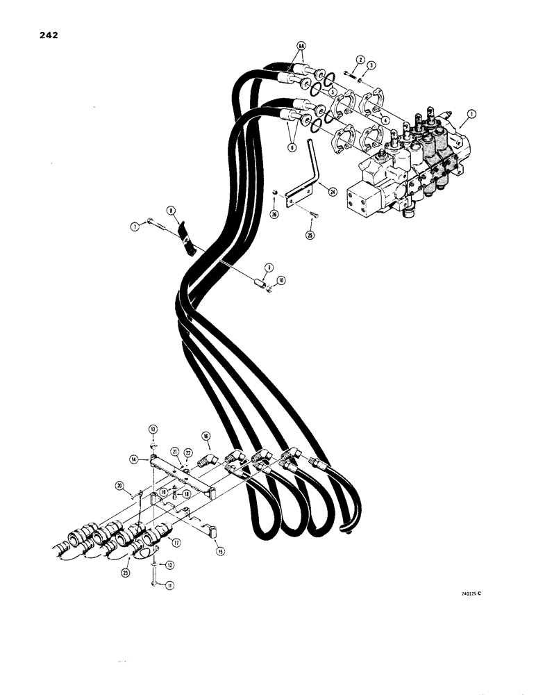 Схема запчастей Case 1450 - (242) - DUAL PULL BEHIND HYDRAULIC CIRCUITS (08) - HYDRAULICS