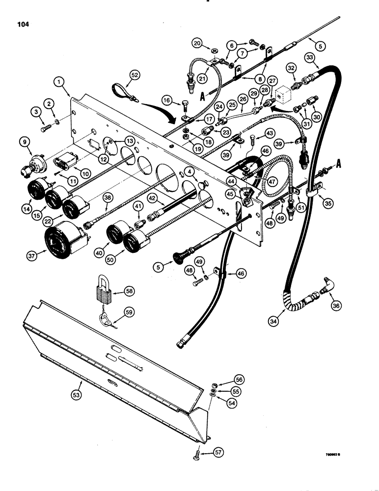 Схема запчастей Case 1150C - (104) - INSTRUMENT PANEL (04) - ELECTRICAL SYSTEMS