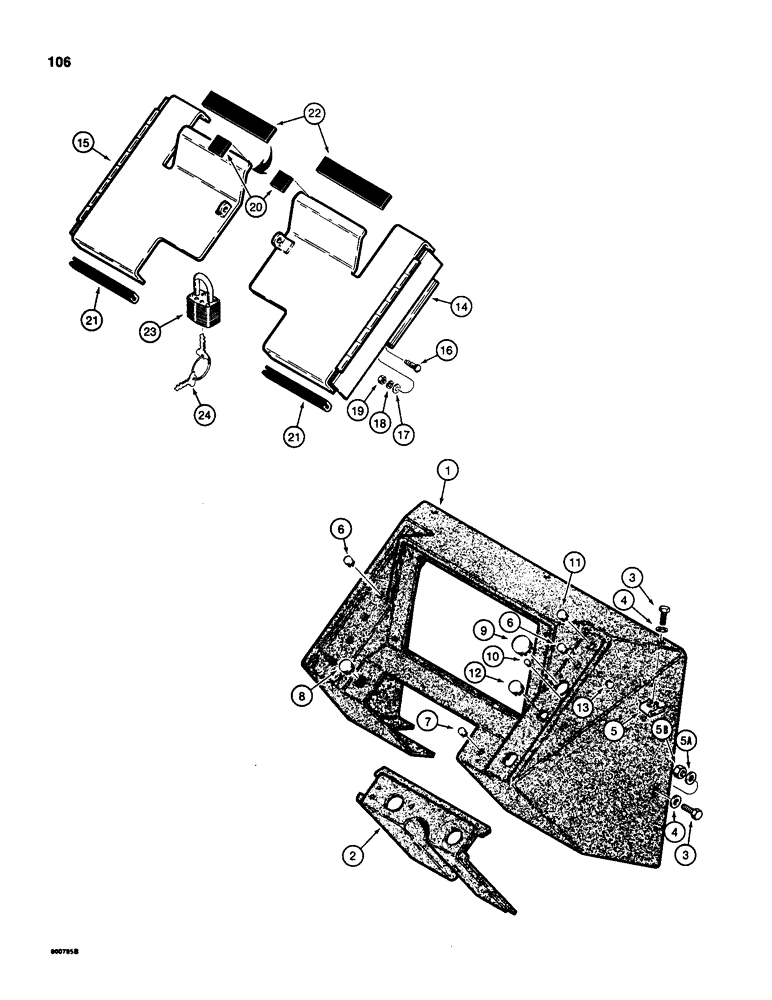 Схема запчастей Case 580D - (106) - INSTRUMENT PANEL AND COVERS (04) - ELECTRICAL SYSTEMS